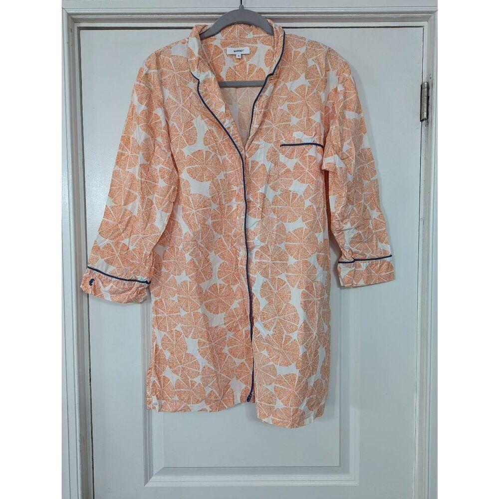 Marigot SleepShirt women's size small oranges long sleeve cotton novelty‎